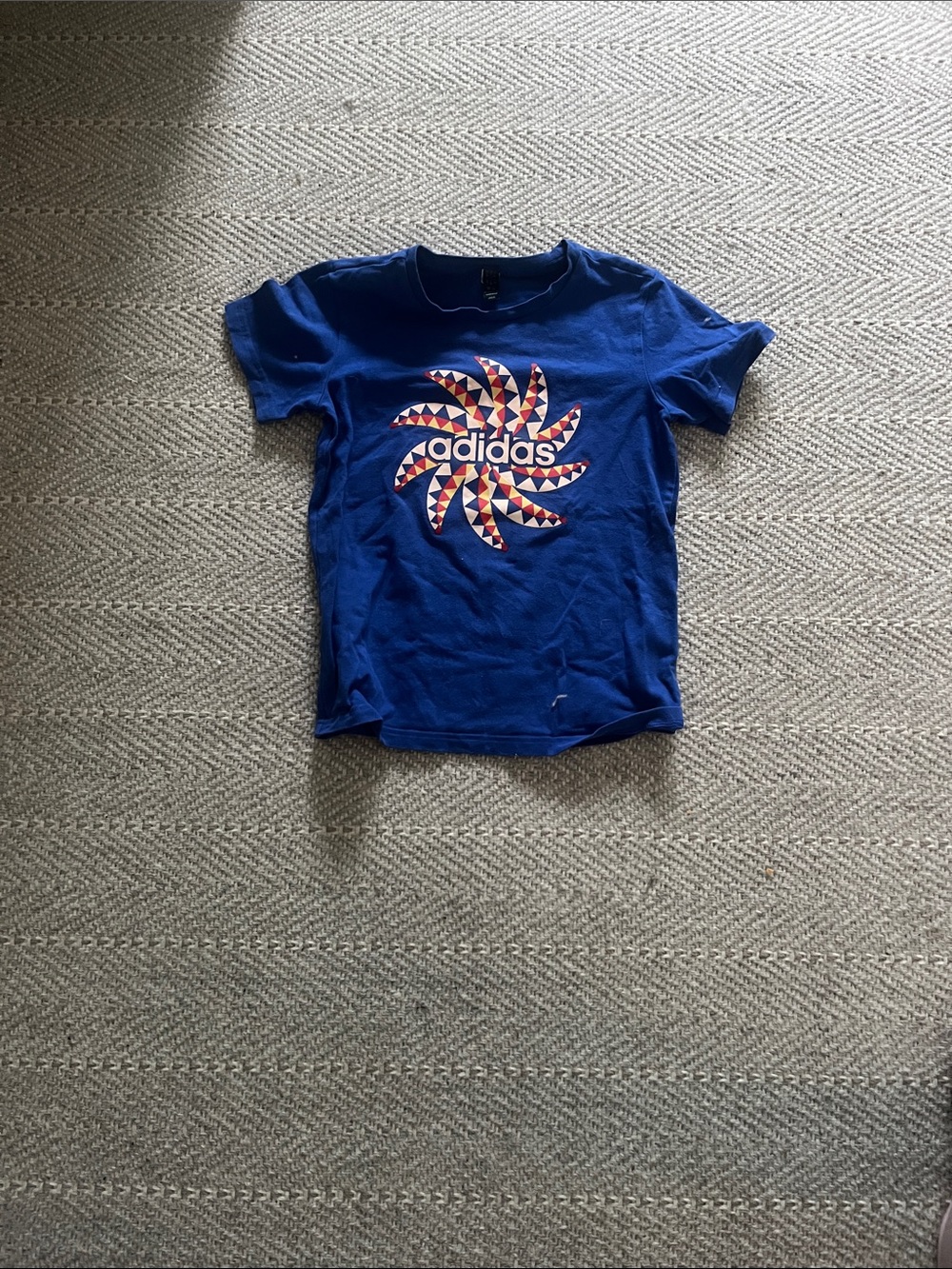 adidas Royal Blue Kids Graphic Spiral Logo Tee
